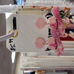 Pink Awareness Ribbon Earrings